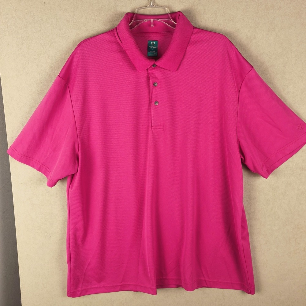 Pro Tour Airplay Golf Polo Shirt Mens XXL Pink‎ Performance Short Sleeve